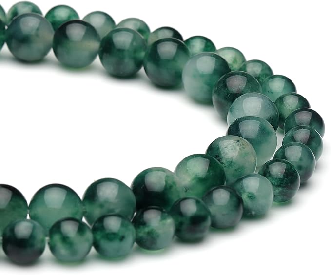 6mm Natural Stone Beads for Jewelry Making,Flower Jade Polished Smooth Round Gemstone Beads for Bracelet Necklace 15 Inch