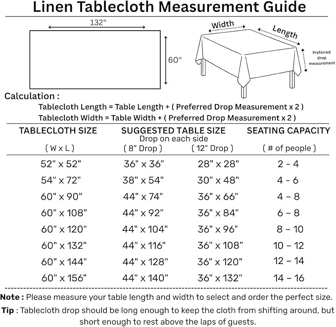 Solino Home Linen Soft Grey Tablecloth 60 x 132 Inch - Classic Hemstitch, 100% Pure Linen Rectangular Tablecloth - Machine Washable Table Cloth for Fall, Autumn, Thanksgiving, Christmas