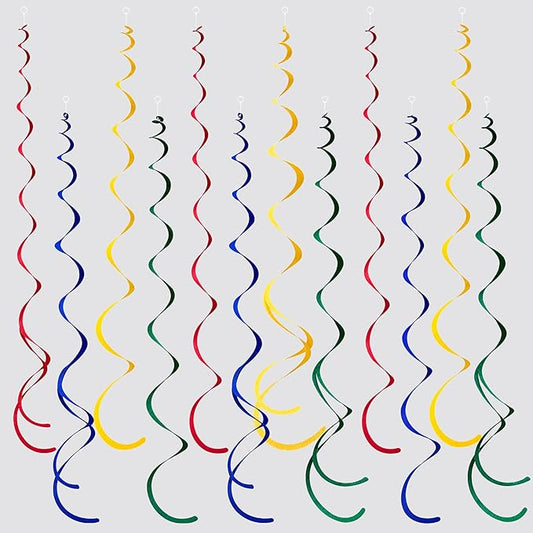 36 Pcs Super Mario Hanging Swirl Decorations Colorful Felt Swirl Streamer Spiral Ceiling Decorations Garland for Birthday Baby Shower Wedding Carnival Circus Clown Fiesta Festival Party Supplies
