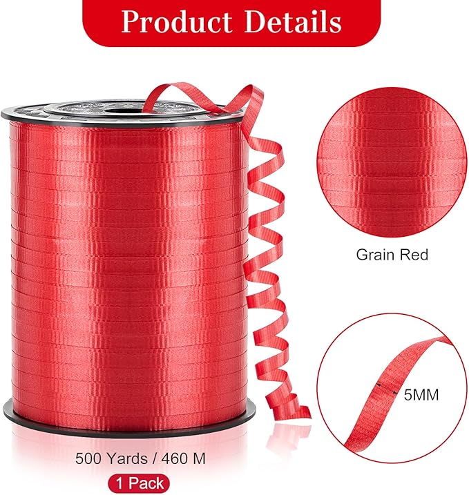 500 Yards Red Curling Ribbon-Balloon String-Balloon Ribbon Texture Roll for Party Decoration, Gift Wrapping, Wedding, Art Crafts, Florist Flower
