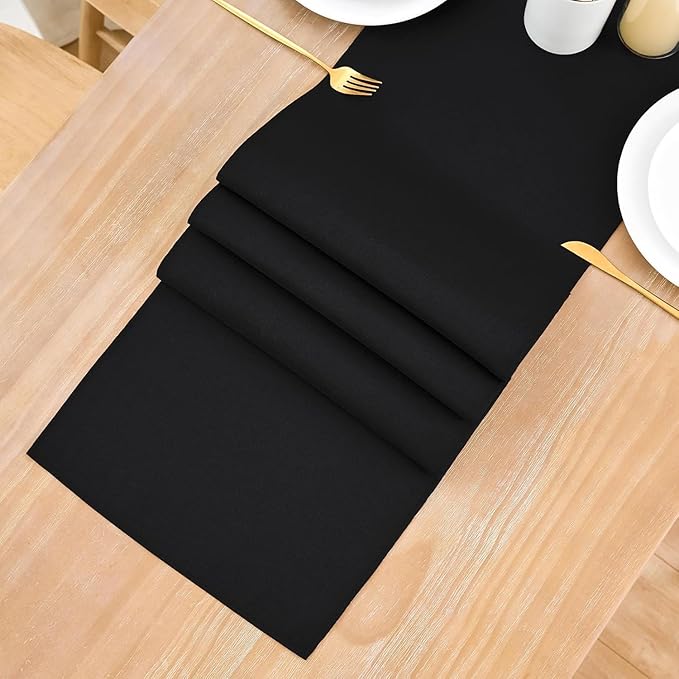 2 Pack Black Small Short Table Runner 12 x 24 Inch Solid Color Runners Coffee Table Dresser for Daily Party Home Decoration
