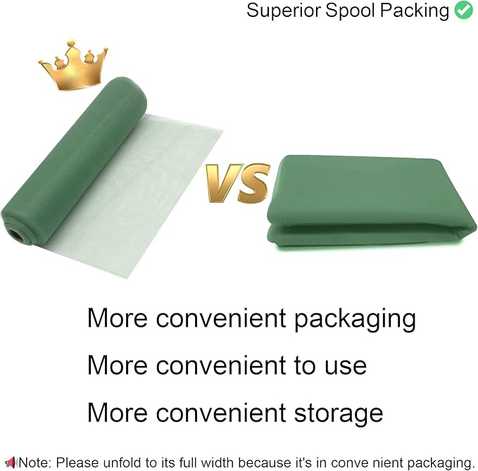 Sage Green Tulle Fabric Rolls 54 Inch by 20 Yards Tulle Ribbon Netting Spool Bolt for DIY Wedding Decoration Baby Shower Tutu Skirt Gift Wrapping, Large Matte Tulle, Roll Packaging (Sage Green)