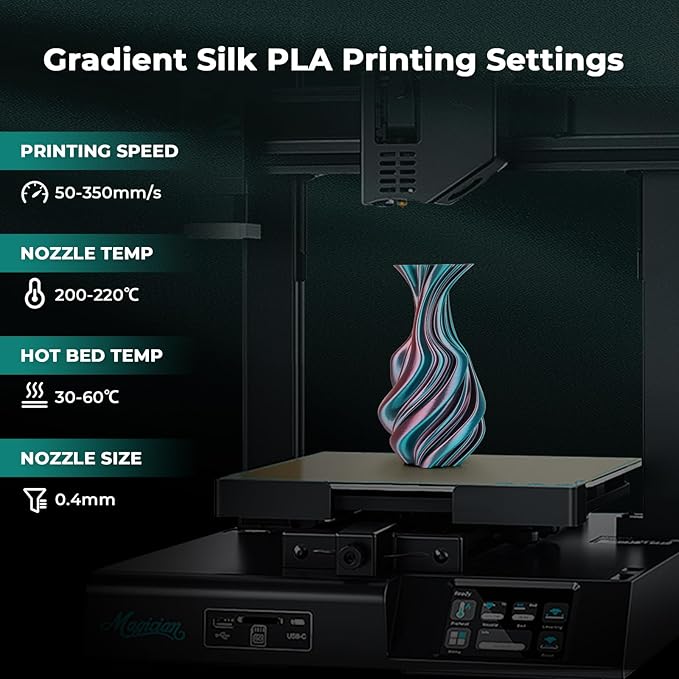 AMOLEN Silk PLA 3D Printer Filament, Dual Color Blue Green & Silk Coral PLA 1.75mm, Shiny Color Change Filament 3D Printing PLA Filament for Most FDM 3D Printer, 1kg Spool(2.2lbs)