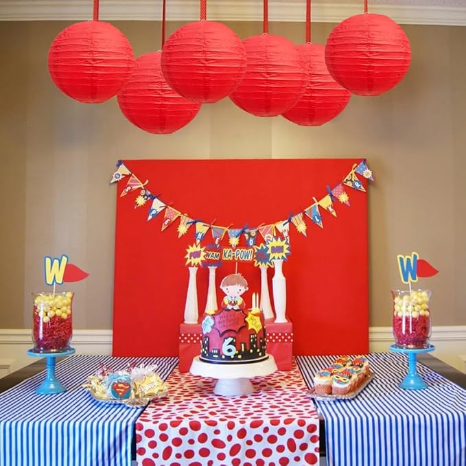 BEISHIDA 8-Inch Red Round Paper Lanterns Decorative Hanging Asia Chinese Japanese Paper Lanterns Lamp for Birthday Wedding Baby Bridal Shower Christmas Home Decor Party Decoration（6 Packs）