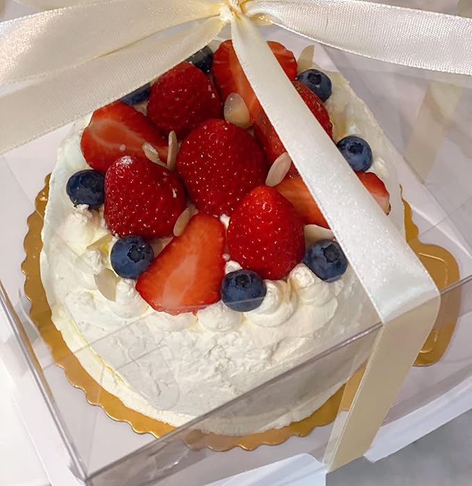 12X12X7inch Clear cake Boxes,Cake Carrier,Disposable Cake Containers, Large Cake box with Ribbon, Ideal for Large 10and 12Inch Cake carry,transparent cake box for birthday Party wedding -White