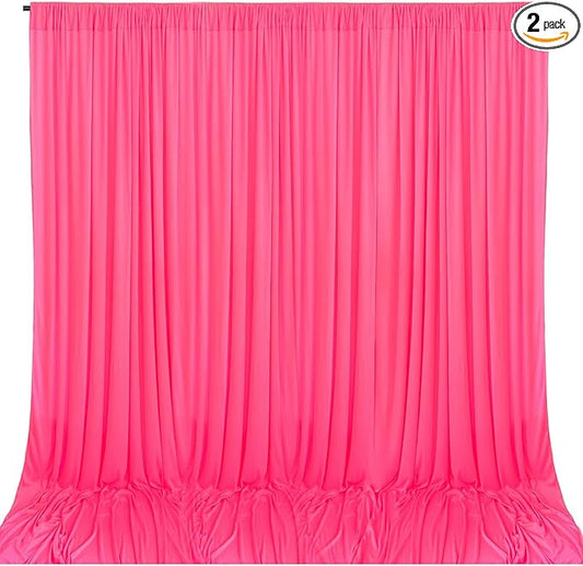 10 x 7 Feet Fluorescent Pink Backdrop Curtain for Partie, Background Curtains for Photoshoot, Birthday, Wedding, Halloween, Thanksgiving, Christmas Day, New Year Party Decorations 5Ft x 7Ft, 2 Panels