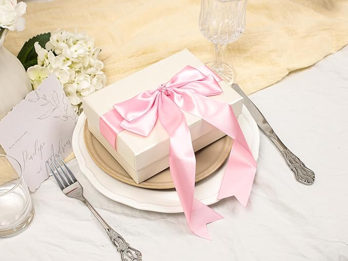 Rose Pink Satin Ribbon 1-1/2 inch X Continuous 100 Yards, Single Face Polyester Ribbon Perfect for Gift Wrapping, Flower Bouquet, Wedding Decor, Crafts, Bow Making, Sewing and More