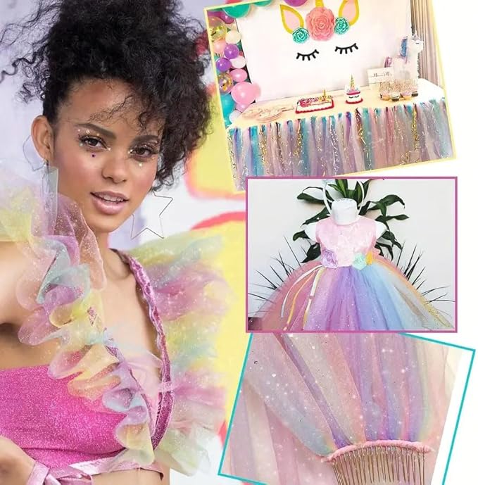Pastel Tulle Organza Fabric Rolls 12" by 10 Yards Colored Sheer Fabric Ribbon for Table Runner DIY Tutu Skirt Birthday Party Wedding Decorations Christmas Craft Packaging Supplies