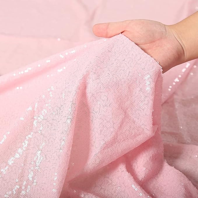 SquarePie Sequin Curtain 2FT x 8FT Pink 2pcs Backdrop Sparkly Wedding Valentine's Day Party Decoration