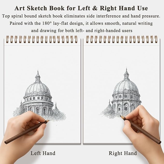 Fuxi 9" x 12" Sketch Book, Top Spiral Bound Sketch Pad, 100 Sheets 68lb/100gsm Acid-Free Drawing Paper, Art Sketchbook for Drawing Pad for Kids Artists & Beginners Professional Art Supplies for Adults
