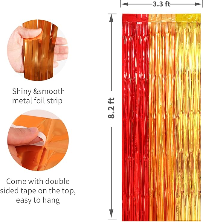 Crosize 2 Pack 3.3 x 8.2 ft Rainbow Foil Fringe Curtains Party Decorations, Tinsel Curtain Backdrop for Parties, Door Streamers, Glitter Streamer Fringe Backdrop for Birthday Decoration