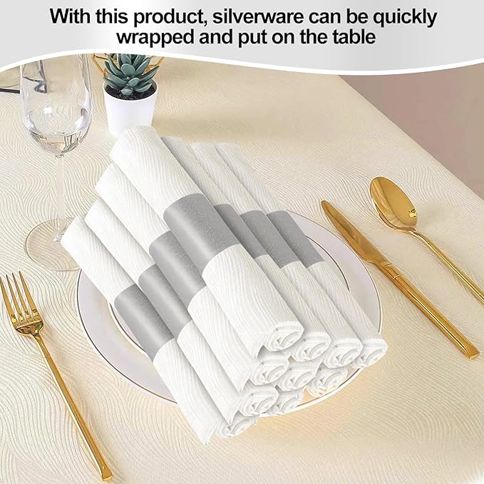 Germiwipe Gray Paper Napkin Bands Box of 500,Napkin Rings Self Adhesive,Silverware Wraps Bands,Perfect for Birthday Parties, Weddings, Family Reunion & Events(Gray - 500 PCS)