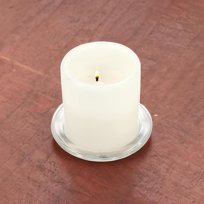 WGV Tea Light Votive Candle Holder Plate 4" W, Clear Flat Plate Glass, Small Home Accent Decor, 24 Pc