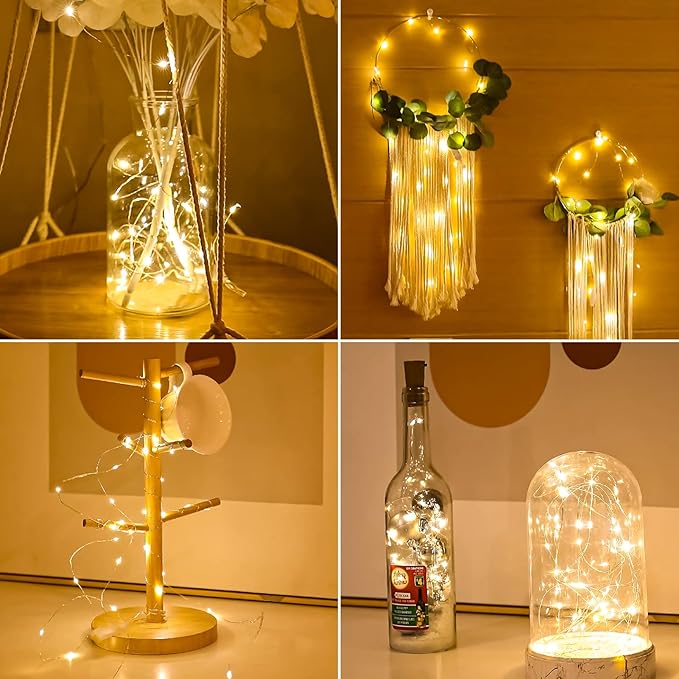 HXWEIYE 6 Pack Fairy Lights Battery Operated, 7ft 20LED Mini Firefly Starry Lights Mason Jar Lights for Indoor Outdoor Bottle Tree Party Wedding Halloween Thanksgiving(Warm White)