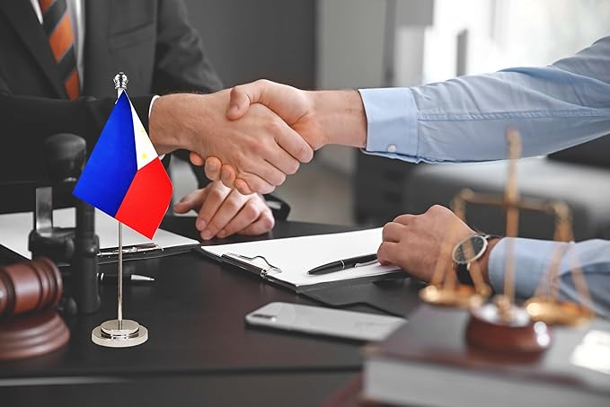 Philippines Filipino Deluxe Desk Flag Set Small Mini Miniature Philippines Filipino Table Desktop Flags,Festival Events Celebration,Office Decoration-2 Pack
