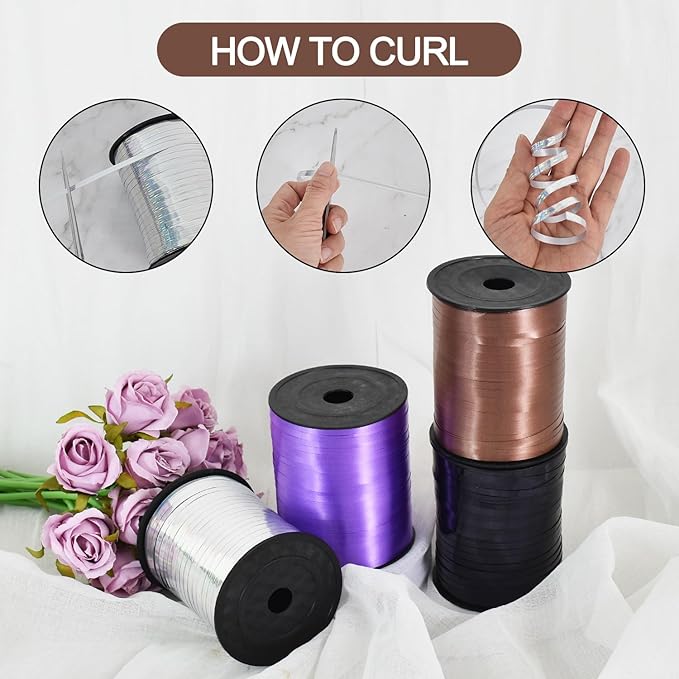 TONIFUL 500 Yards Curling Ribbon-Balloon Ribbon-Balloon String for Art&Craft Decor,Gift Wrapping,Ribbons and Bows for Thanksgiving kChristmas New Year Birthday Gifts Graduation Supplies (Brown)