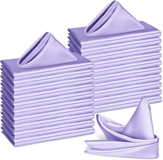 Bailarina 80 Pack Lavender Satin Napkins,17x17 Inches Wedding Napkins Square Soft Silky Table Napkins Bulk Decorative Elegant Cloth Napkin for Party Decoration, Banquet,Wedding,Graduation