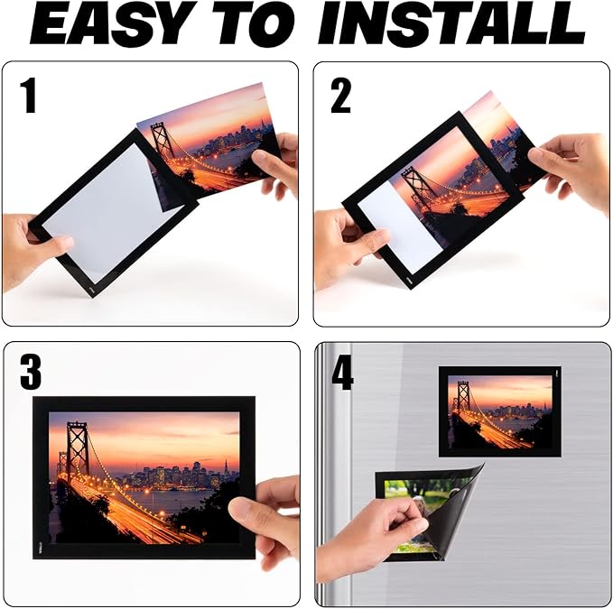 Magnetic Picture Frames with Black Border(5"X7",10 Pack),Magnet Photo Pockets/Holder, Decorations for Home/Office/School/Classroom/Party/Lockers/Fridge