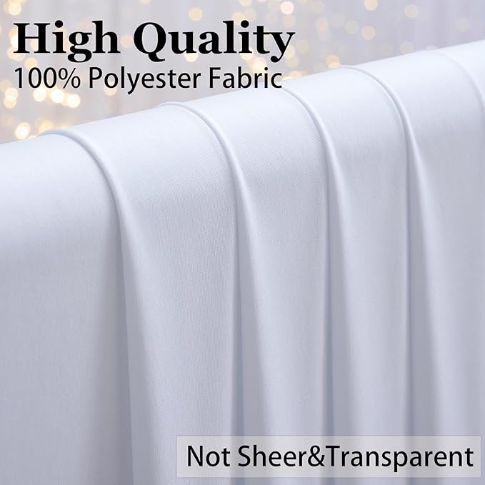 40×14 ft White Wrinkle Free Backdrop Curtain, Soft Silky Polyester Wedding Drapes 8 Panels 14ft Height Photo Backdrop Curtains for Parties Birthday Baby Shower Photography Background Cloth