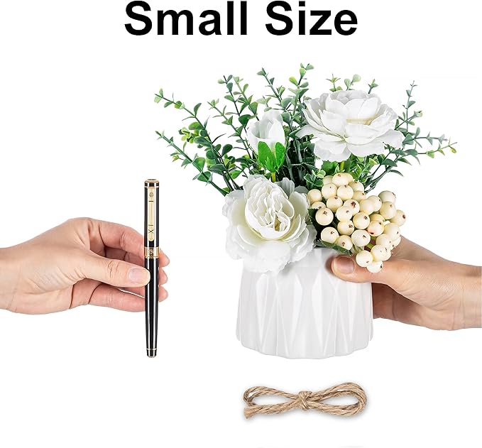 BLOSMON Table Decor Artificial Flowers Vase 7 Inch Small Fake Pink Flower Arrangement 2pcs for Tables Centerpieces Kitchen Dining Room Decorations Faux Flower in Vase Coffee Table Silk Roses