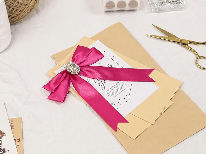 Rose Red Satin Ribbon 1 inch X Continuous 25 Yards, Single Face Polyester Ribbon Perfect for Gift Wrapping, Flower Bouquet, Wedding Decor, Crafts, Bow Making, Sewing and More
