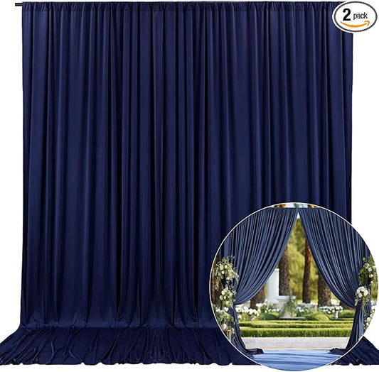 10 x 7 Feet Navy Blue Backdrop Curtain for Partie, Background Curtains for Photoshoot, Birthday, Wedding, Halloween, Thanksgiving, Christmas Day, New Year Party Decorations 5Ft x 7Ft, 2 Panels