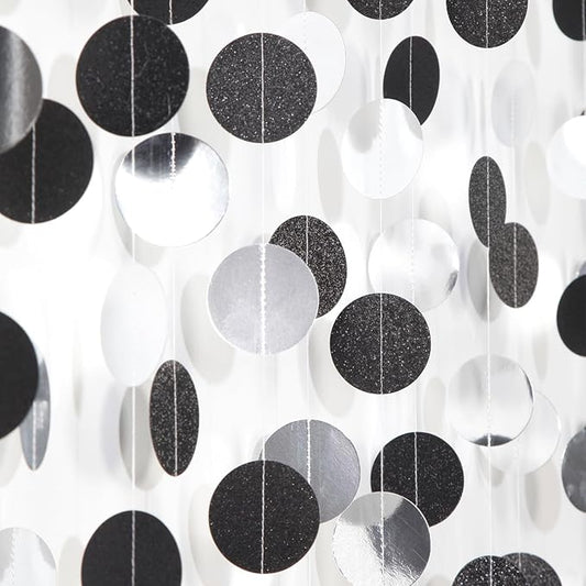 Black-Silver Birthday Graduation Party-Decorations Streamers - 52Ft Hanging Paper Garland Banner,Bachelorette Wedding Baby Bridal Shower New Years Supplies Backdrop Decor Hugtmr