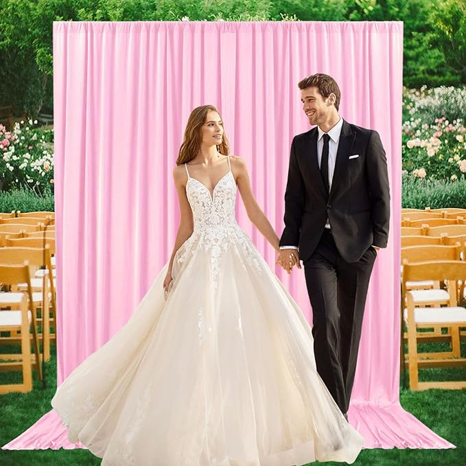 2 Panels Rose Pink Backdrop Curtain, 10 x 10 Feet Background Curtains for Parties, Weddings, Baby Showers, Bachelorette Halloween, Christmas Birthday Party Photoshoot Backdrop Curtains Decorations