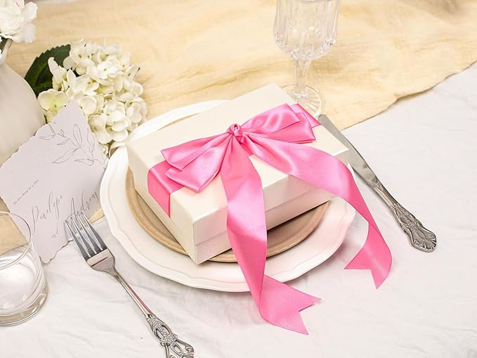 Hot Pink Satin Ribbon 1-1/2 inch X Continuous 100 Yards, Single Face Polyester Ribbon Perfect for Gift Wrapping, Flower Bouquet, Wedding Decor, Crafts, Bow Making, Sewing and More