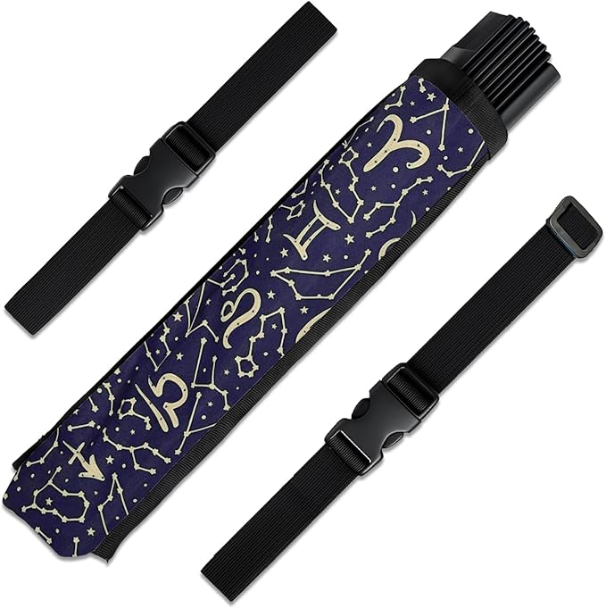 GloFX Zodiac Fan Holster – Astrology Belt Holster for Folding Hand Fans – Fan Holder Pouch for Waist or Belt – Fan Accessory for Festivals and Performances