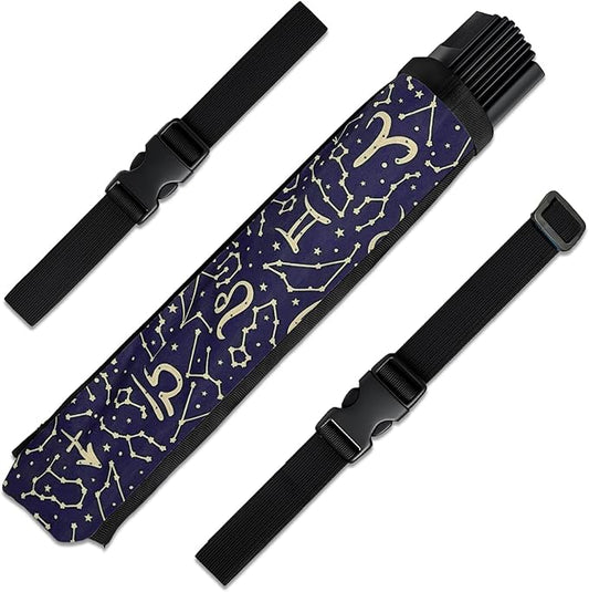GloFX Zodiac Fan Holster – Astrology Belt Holster for Folding Hand Fans – Fan Holder Pouch for Waist or Belt – Fan Accessory for Festivals and Performances