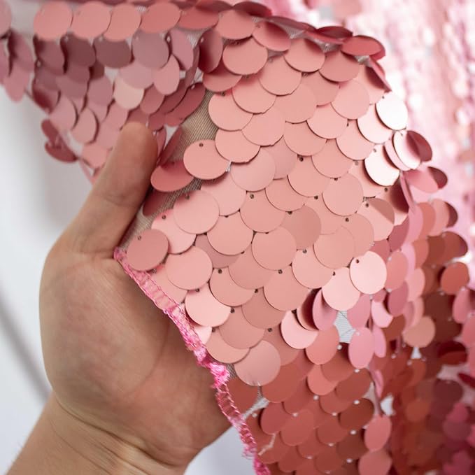 JYFLZQ Pink Payette Sequin Backdrop Curtains 4ft x 8ft 2 Panels Shimmer Wall Backdrop Big Sequin Background Thick Glitter Photo Booth Backdrops for Parties