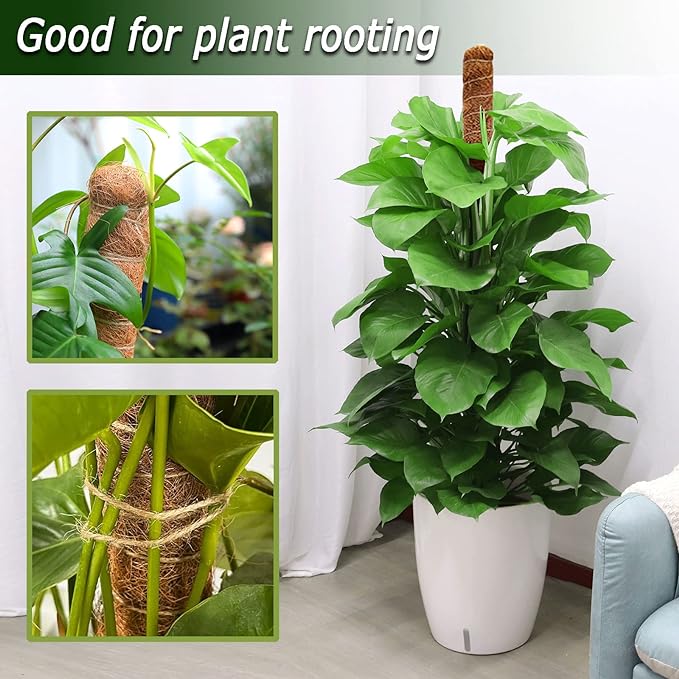 Bendable Moss Pole, 47 Inch Moss Poles for Plants Monstera, Tall Moss Poles for Climbing Plants Indoor, Large Moss Pole Support, Garden Trellis Plant Stand Stakes for Potted Plants, Pothos