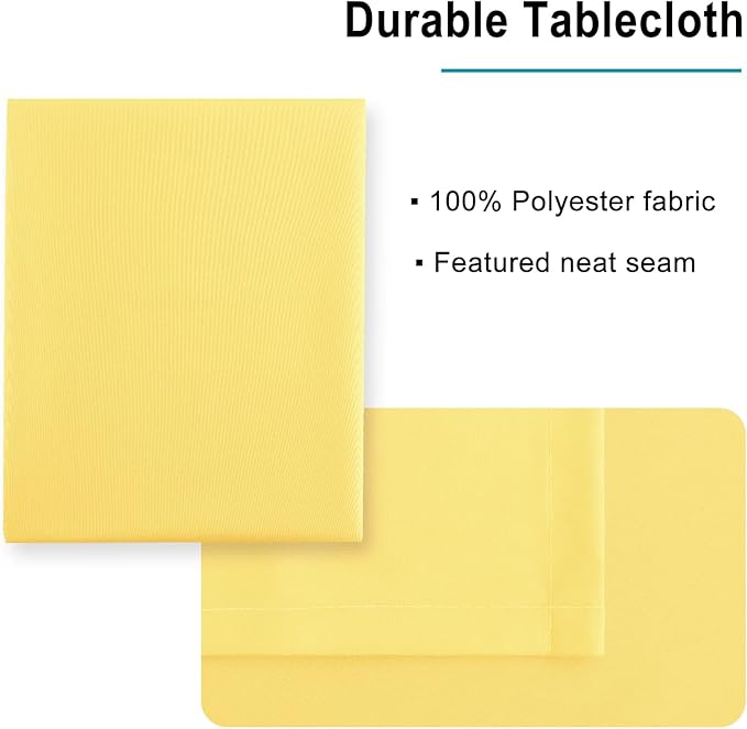 Hiasan Waterproof Tablecloth Rectangle - Washable Fabric Table Cloth for Dining Room Kitchen Birthday Party and Outdoor Use, Yellow, 54 x 120 Inch