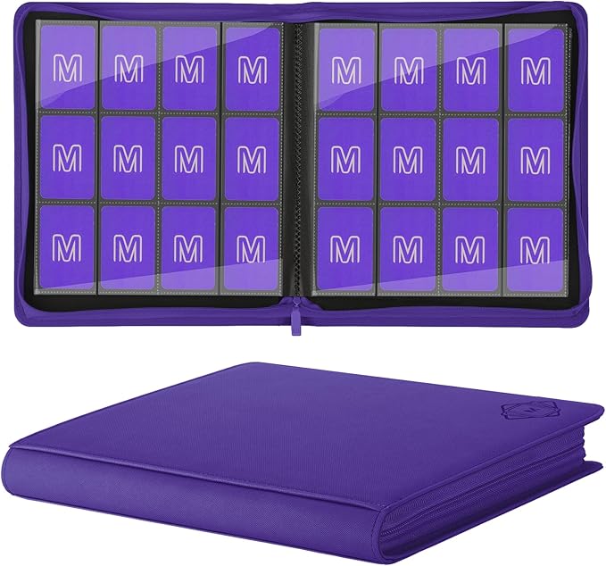Premium Card Binder 12 Pocket for 720 Pockets Trading Card Binder, PU Zipper Card Collection Album, Sturdy Side-Loading Card Book Holder for MTG, TCG, Game Cards, Sports Cards