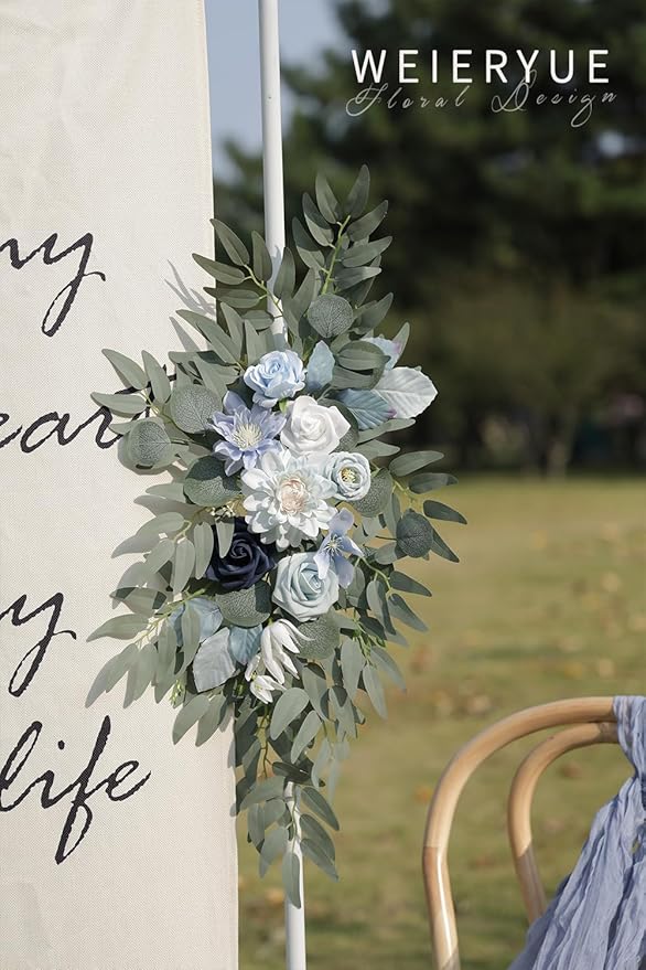 Artificial Wedding Arch Flowers Kit(Pack of 2) for Wedding Arch, Bridal Shower, Ceremony and Reception Backdrop Decoration (Blue Inspiration)