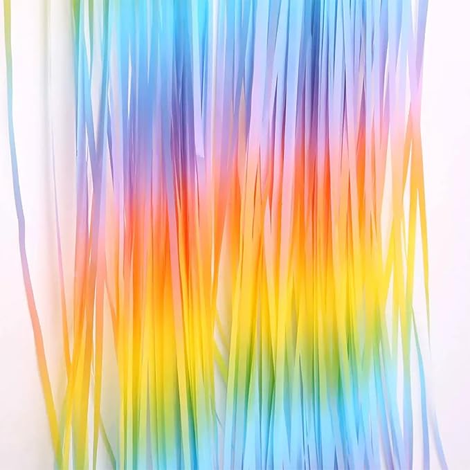 3 Pack Foil Fringe Backdrop - PastelRainbow Shiny Tinsel Curtains for Party Decoration/Photo Booth Props - 3.3x8.2 FT Metallic Foil Backdrop for Birthday, Wedding, Graduation, Christmas.
