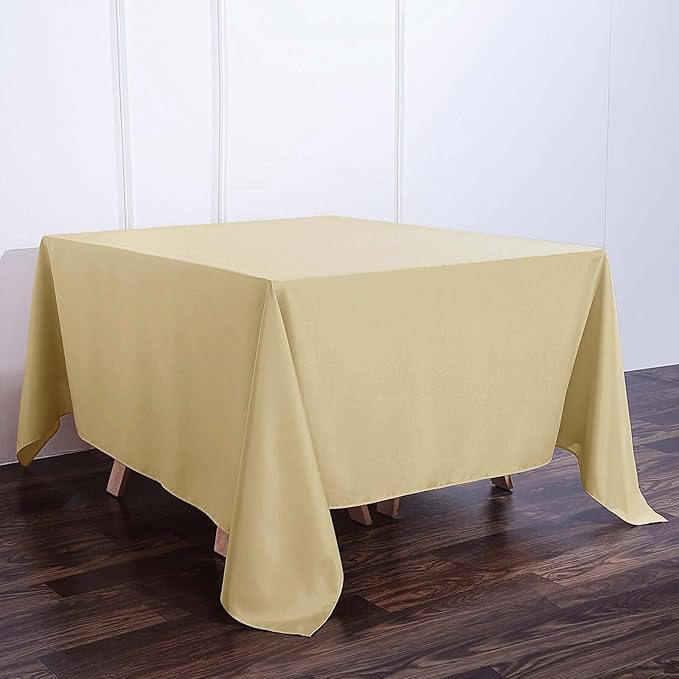 Efavormart 90" Square Polyester Table Overlay for Wedding Kitchen Dining Events - Champagne