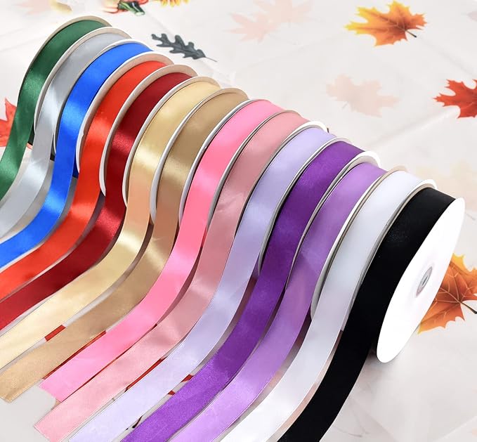 TONIFUL 1 Inch x 100yds Rose Gold Satin Ribbon, Thin Solid Color Satin Ribbon for Gift Wrapping, Crafts, Hair Bows Making, Wedding Party Decoration, Invitation Cards, Floral Bouquets, Christmas