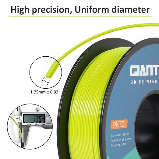GIANTARM PETG Filament 1.75, 3D Printer Filament PETG 1kg(2.2lb), Toughness Enhanced, Dimensional Accuracy +/-0.02mm, Vacuum Package (Apple Green)