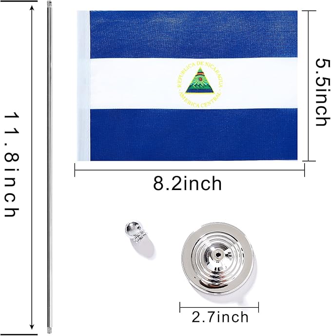ZXvZYT 2 Pack Nicaragua flag Nicaraguan Table Flag Small Mini Nicaraguan Desk Flags With Stand Base,International Festival Events Celebration Decorate,Home office Decorations