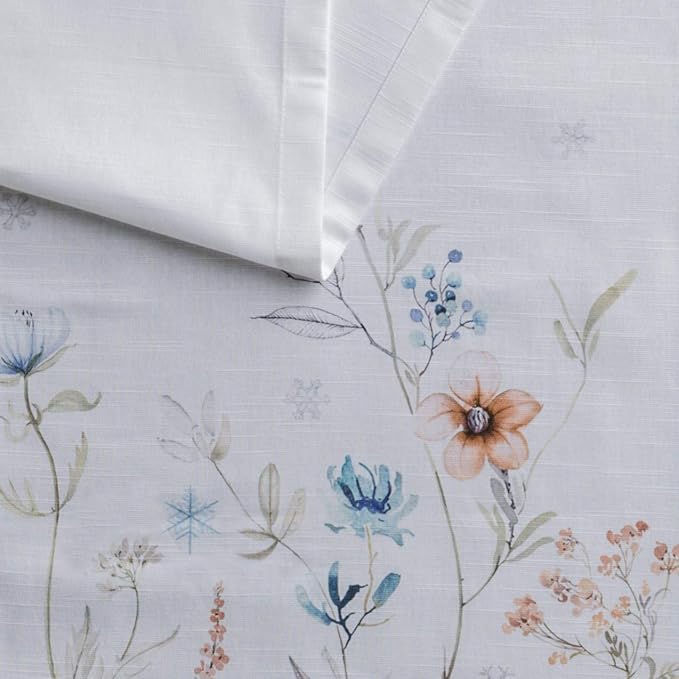 Maison d' Hermine Table Runner 100% Cotton Single Layer Table Runners 36 inches Long for Thanksgiving Christmas Decorations Home Kitchen Dining Party Wedding (Ice Florals, 14.5" x 36")