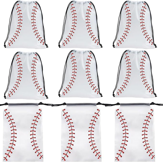 SAOTD 50 Pack Baseball Goodie Bags 7.87x9.84 inch (20x25 cm), Party Fvors Gift Treat Snack Bags, Baseball Drawstring Bag for Boys Girls Birthday Sports Theme Party Supplies