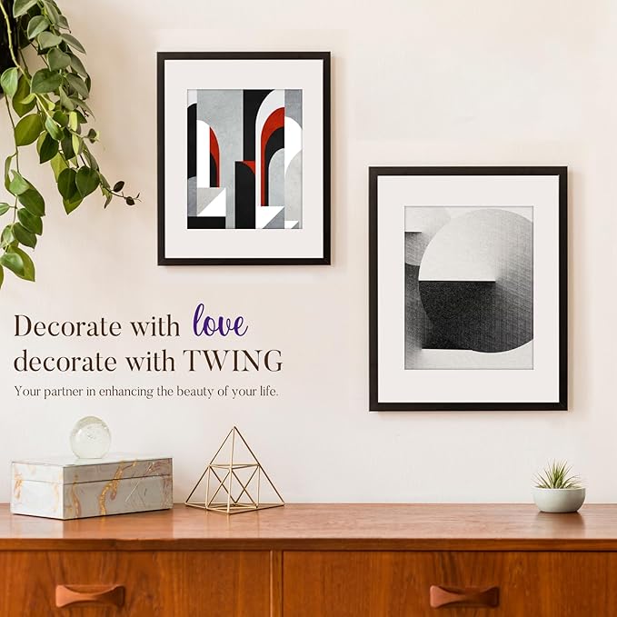 TWING 11x14 Picture Frames Set of 6, Gallery Wall Frame Set Display Photo 8 x 10 with Mat or 11 x 14 without Mat Black Composite Wood Wall Mounting