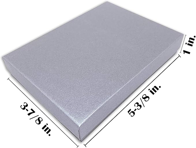 TheDisplayGuys - 25-Pack #53 Kraft Paper Cardboard Gift Boxes/Jewelry Cases w. Cotton Padding & Lid - Pearl Grey - (5.4" x 3.9" x 1.0")