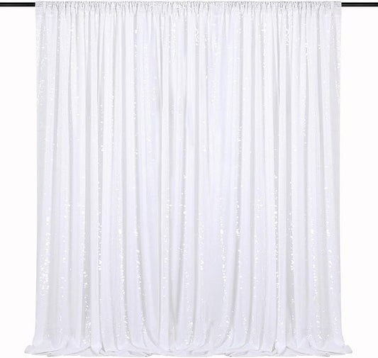 White Sequin Backdrop Curtain 7ft x 7ft Party Backdrop Curtains Sparkly Photo Backdrop for Party Wedding Birthday Wall Decoration