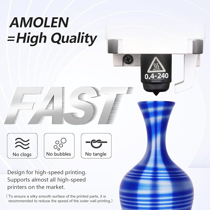 AMOLEN Silk PLA 3D Printer Filament Bundle, Multicolor Gradient Rainbow PLA 1.75mm Pack, Shiny Fast Color Change 3D Printing Filament for Most FDM 3D Printer, 200g X 4 Spools