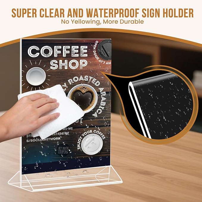 9 Pack Acrylic Sign Holder 8.5x11 Inch, Double Sided Clear Flyer Display Stand, Plastic Menu Stand, Table Top Sign Picture Paper Frames for Wedding table Number Office Store Restaurant