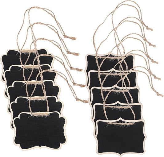 10PCS Mini Chalkboard Signs, 2 Styles Hanging Chalkboard Signs for Food, Food Sign for Buffet, Multifunction Message Boards/Table Numbers/Decanter Tags