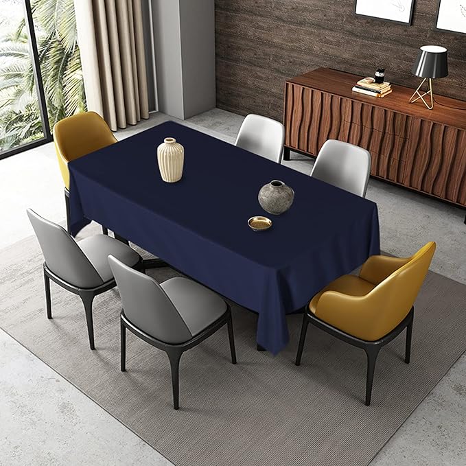 Fitable Rectangle Tablecloth Stain and Wrinkle Resistant Washable Polyester Table Cloth for Buffet Parties and Camping (54x78 inch, Navy Blue)